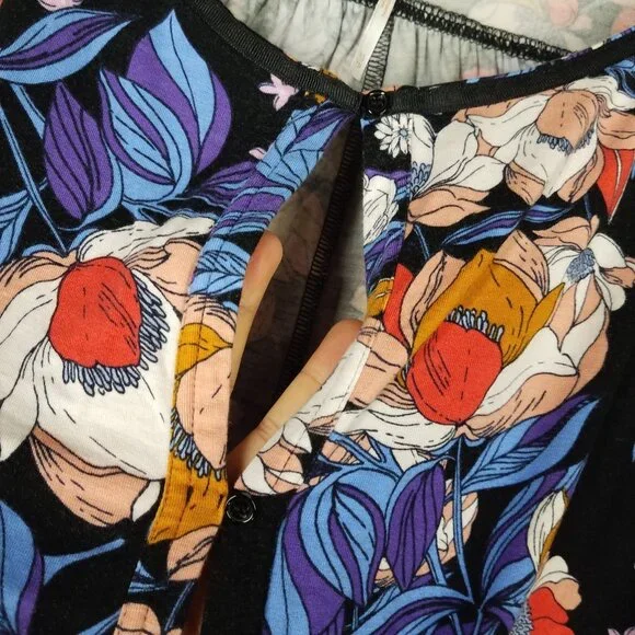 Free People Crop Blouse Women's XS Floral Boho Festival Oversized Resort Vacay - Picture 6 of 11